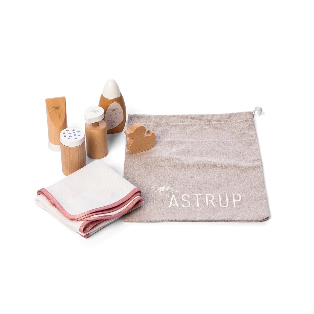Doll accessories care set 7-piece pink white natural | byAstrup