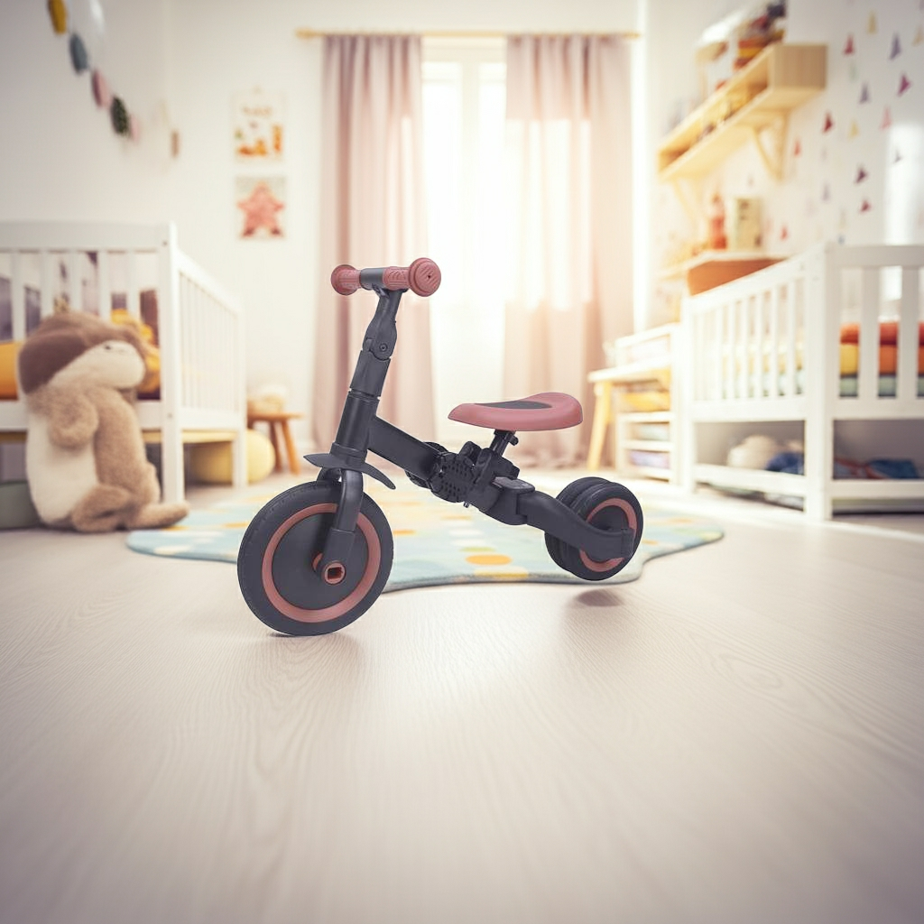 Mitwachsendes Dreirad für Kinder ab 1 Jahr mit verstellbarem Sitz und Lenker in Schwarz