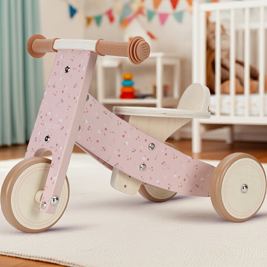 BON PLAN - Tricycle en bois rose | Little Dutch