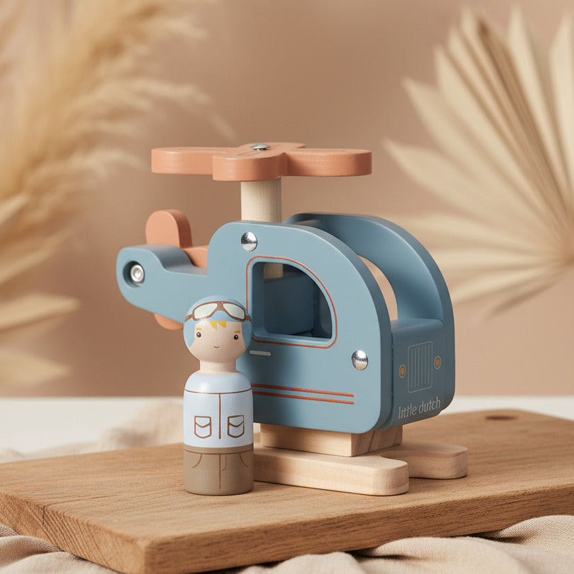 Holz-Hubschrauber Spielzeug für Kinder – ideales Geschenk zur Geburt oder für Kleinkinder