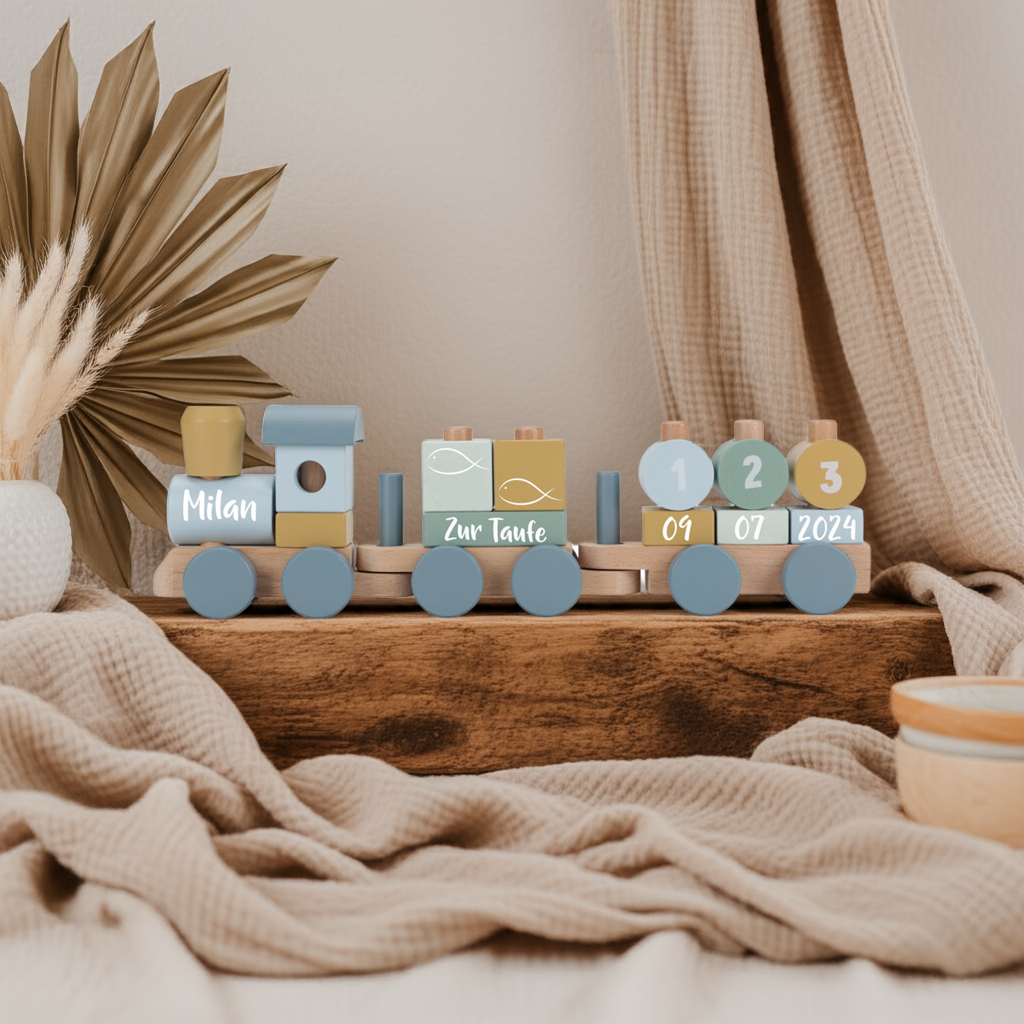 Forest Friends Wooden Train "For Baptism" | Little Dutch