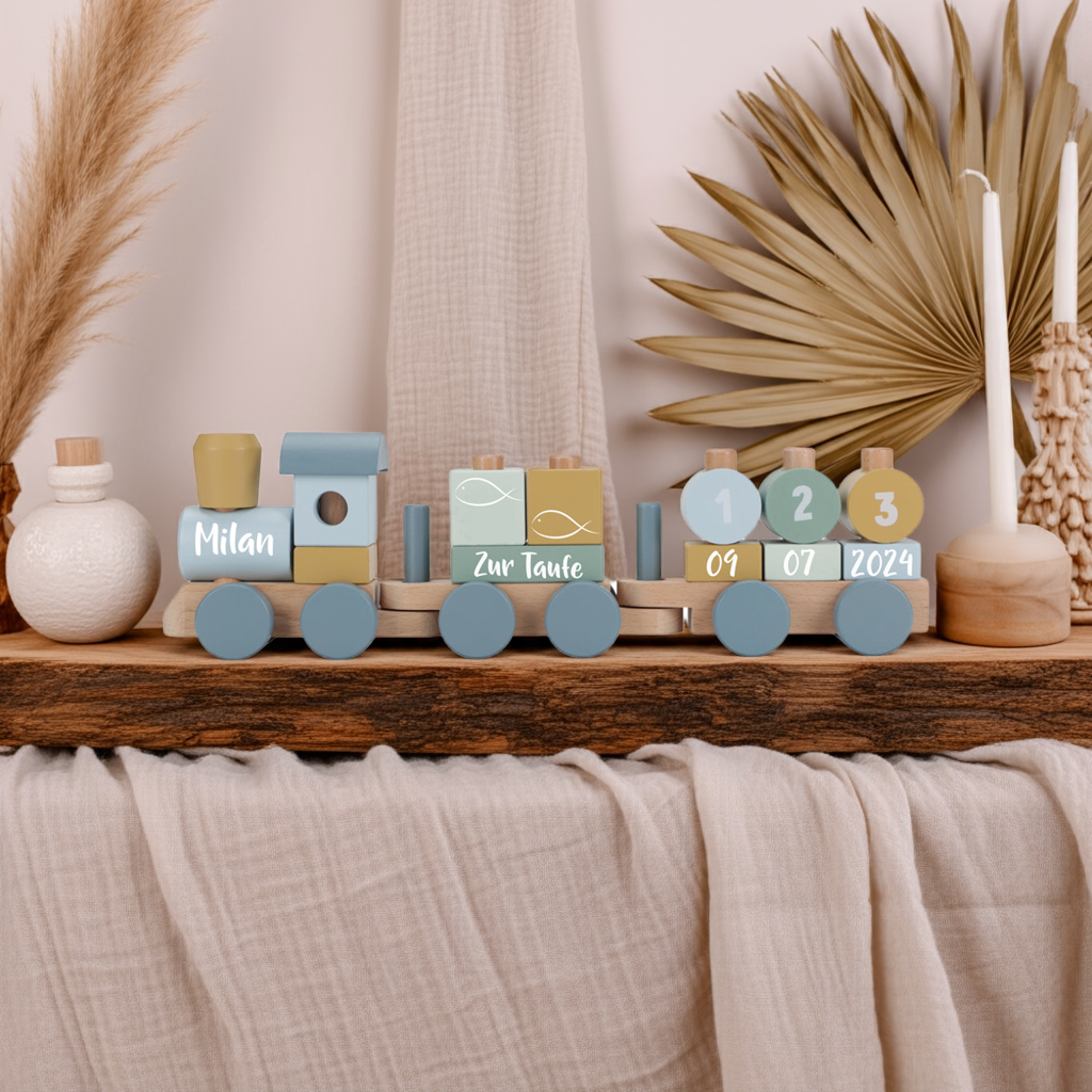 Forest Friends Wooden Train "For Baptism" | Little Dutch