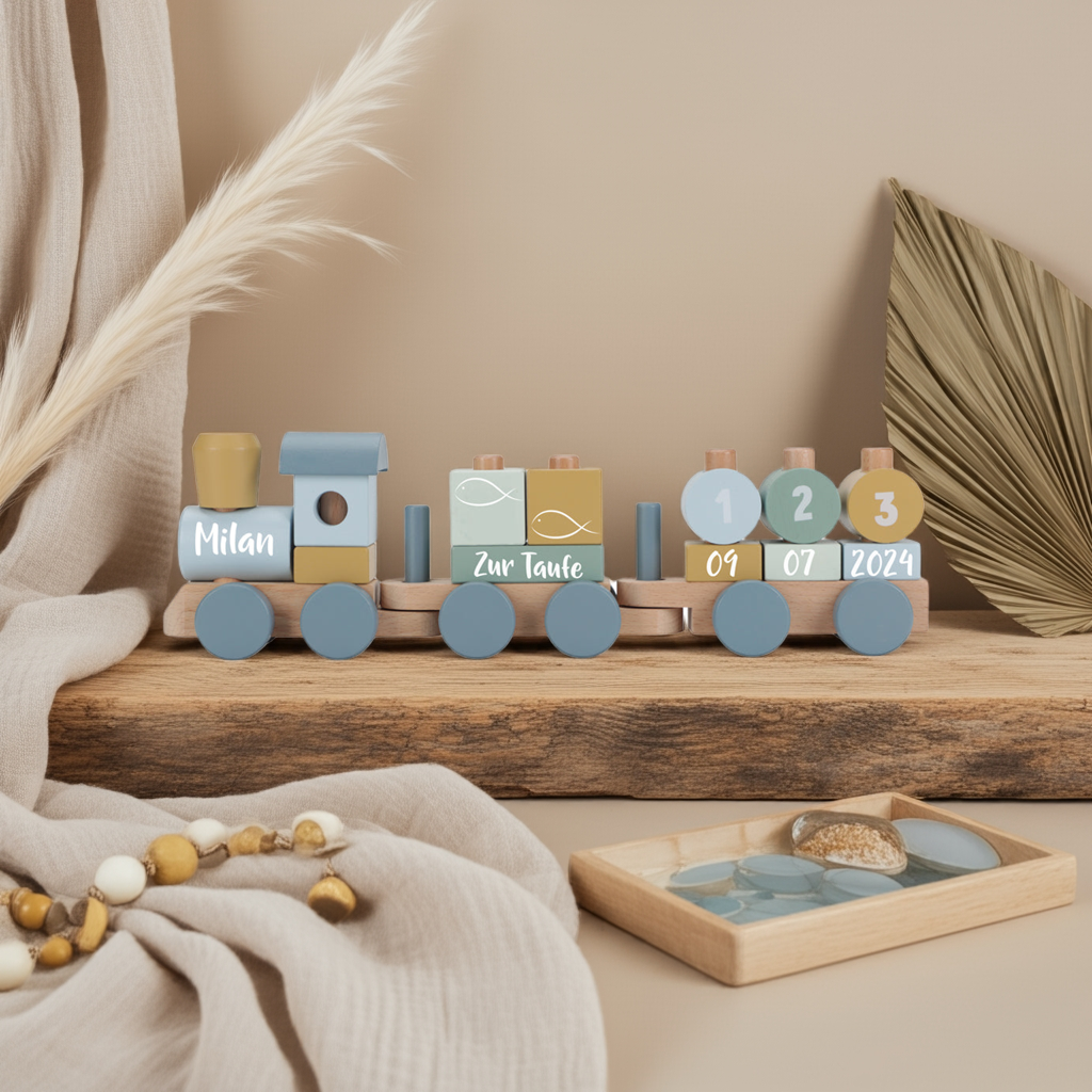 Forest Friends Wooden Train "For Baptism" | Little Dutch