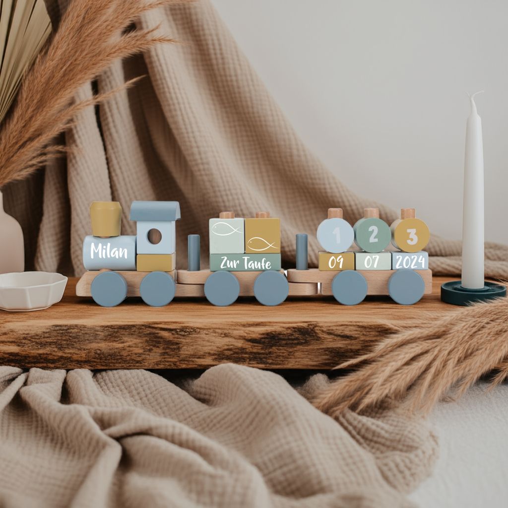 Forest Friends Wooden Train "For Baptism" | Little Dutch