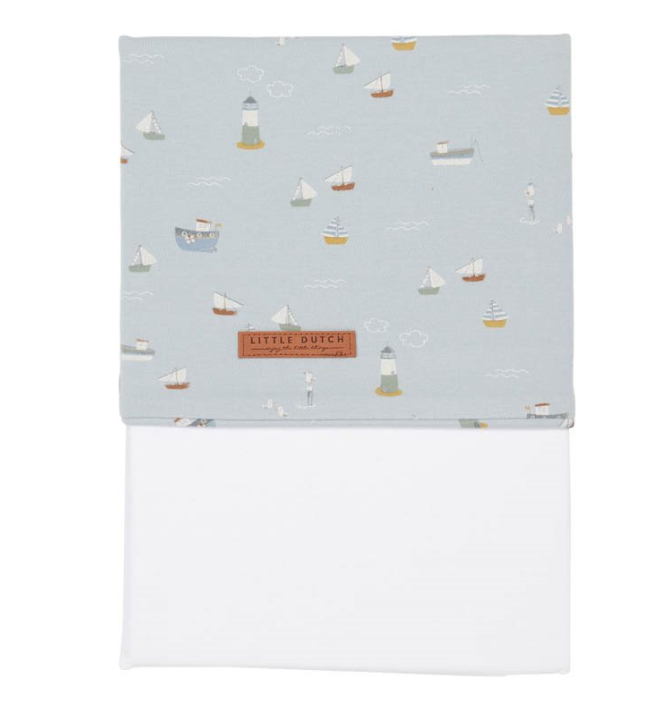 Kinderlaken Sailors Bay 110 x 140 cm, blauw | Little Dutch