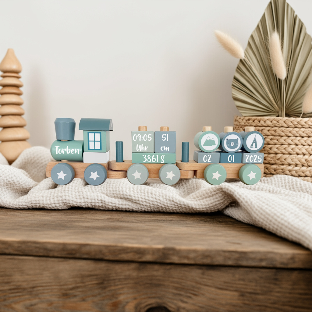 Wooden Train Adventure Blue - For Birth | Little Dutch