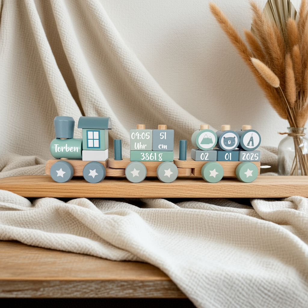 Wooden Train Adventure Blue - For Birth | Little Dutch