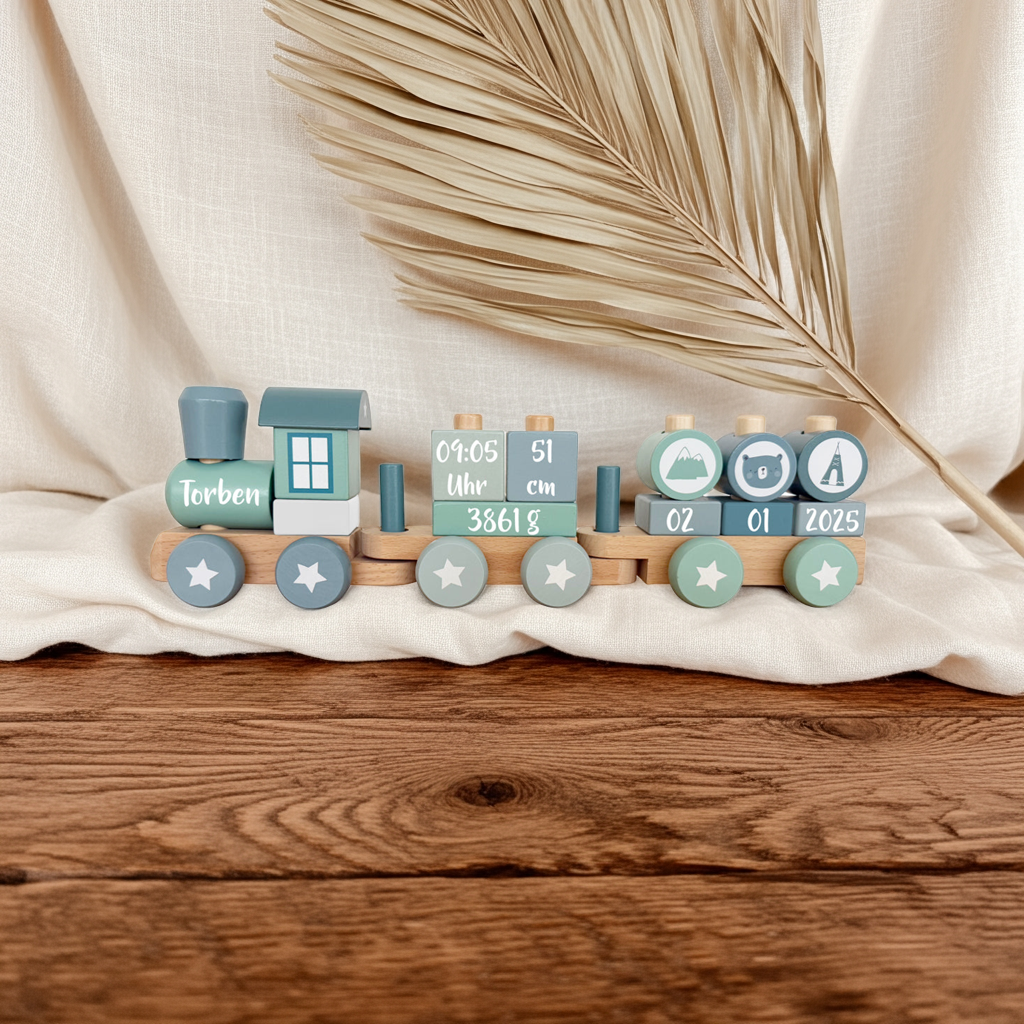 Wooden Train Adventure Blue - For Birth | Little Dutch