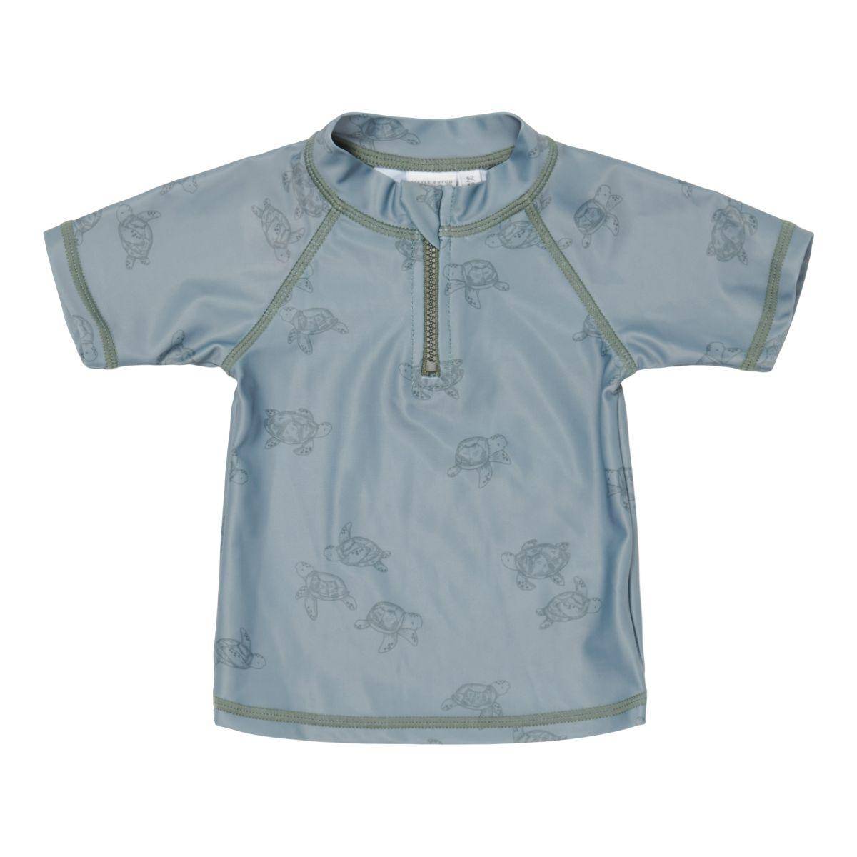 Turtle Island Olijfgroen zwemshirt met korte mouwen | Little Dutch