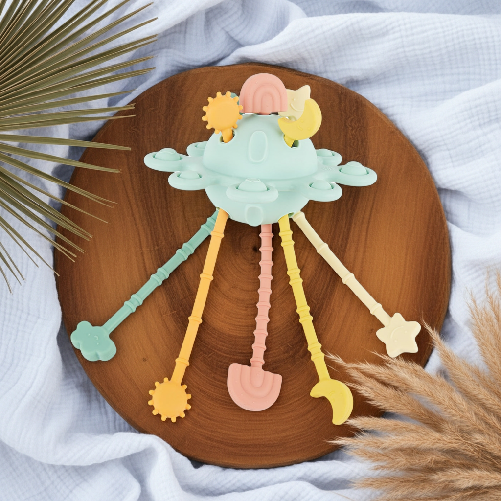 Silicone Montessori Activity Toy Planet - Eucalyptus | bieco