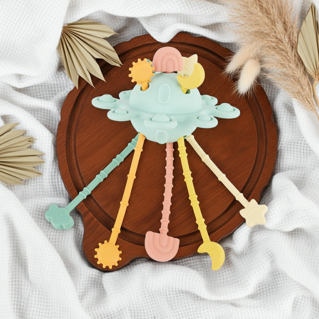 Silikon Montessori Aktivitätsspielzeug Planet - Eucalyptus | bieco