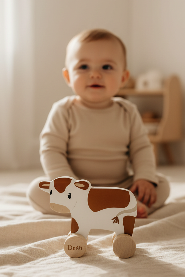 Rollende Farm Kuh aus Holz