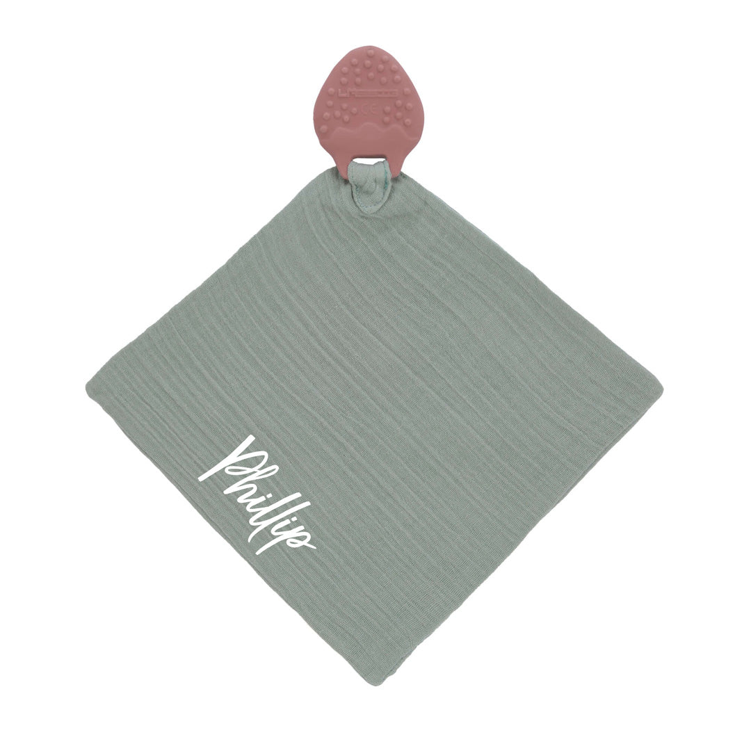 Schnuffeltuch mit Beißhilfe Kautschuk rosa/mint | Lässig