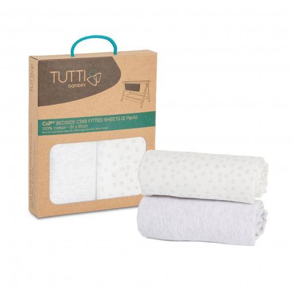 Co-sleeper bed sheet set of 2, white/grey | Cozee