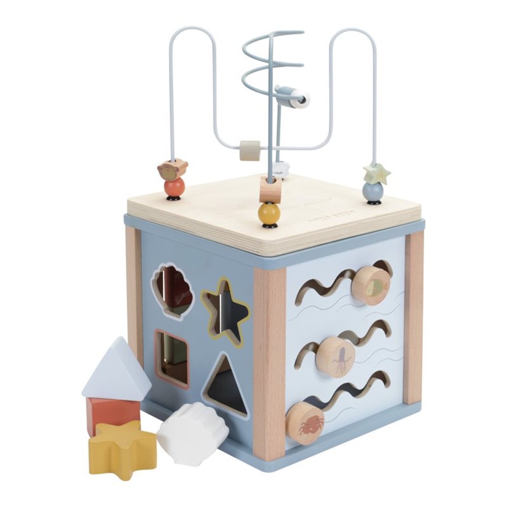 Ocean Wooden Motor Skills Cube - For Birth | Little Dutch