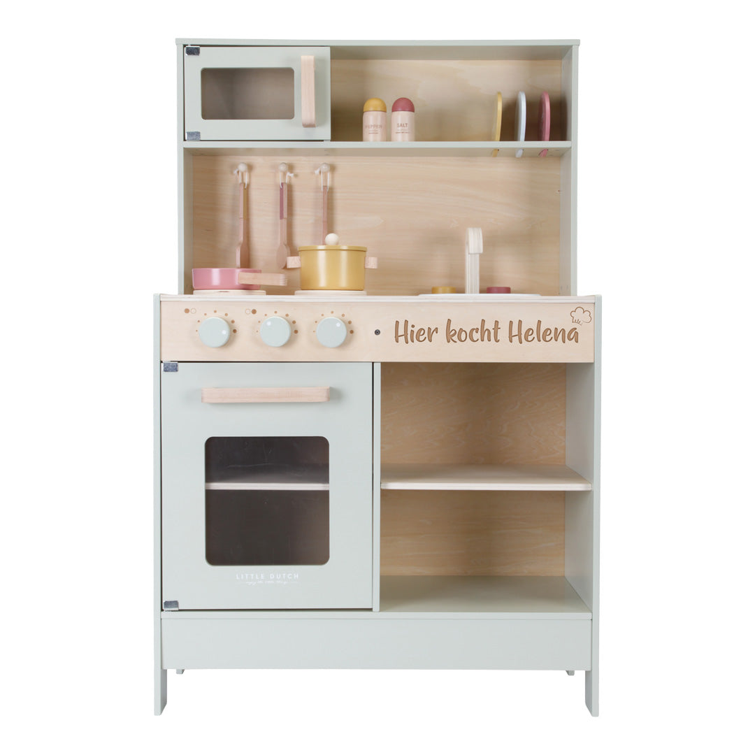 Mint wooden play kitchen "Laser engraving" | Little Dutch