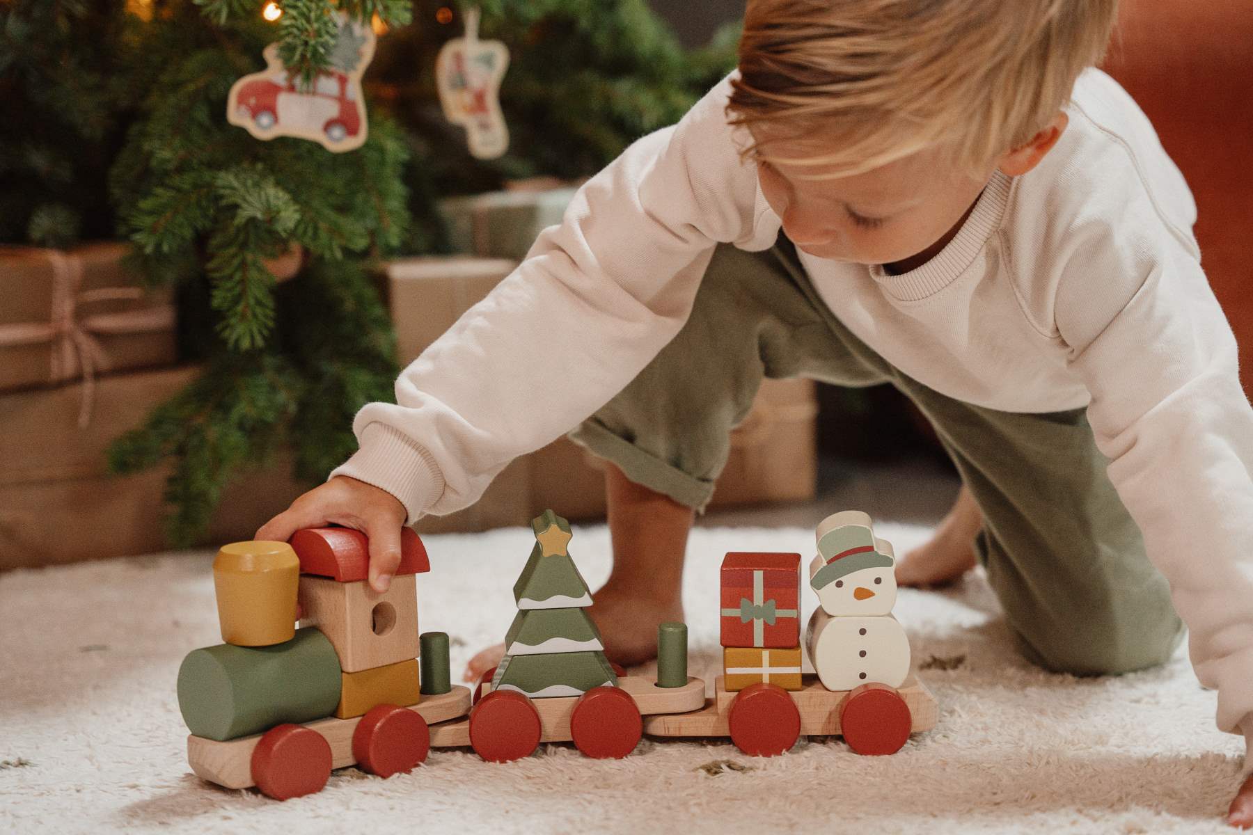 Houten Kersttrein - Bedrukt | Little Dutch