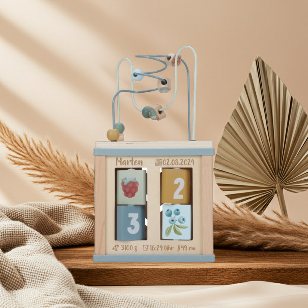 Forest Friends Motor Skills Cube "For Birth" | Little Dutch