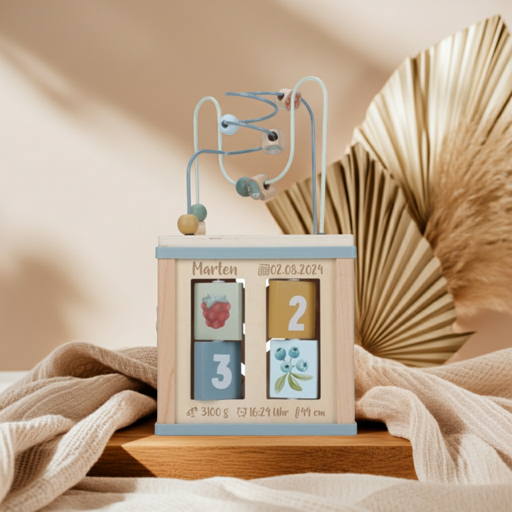 Forest Friends Motor Skills Cube "For Birth" | Little Dutch