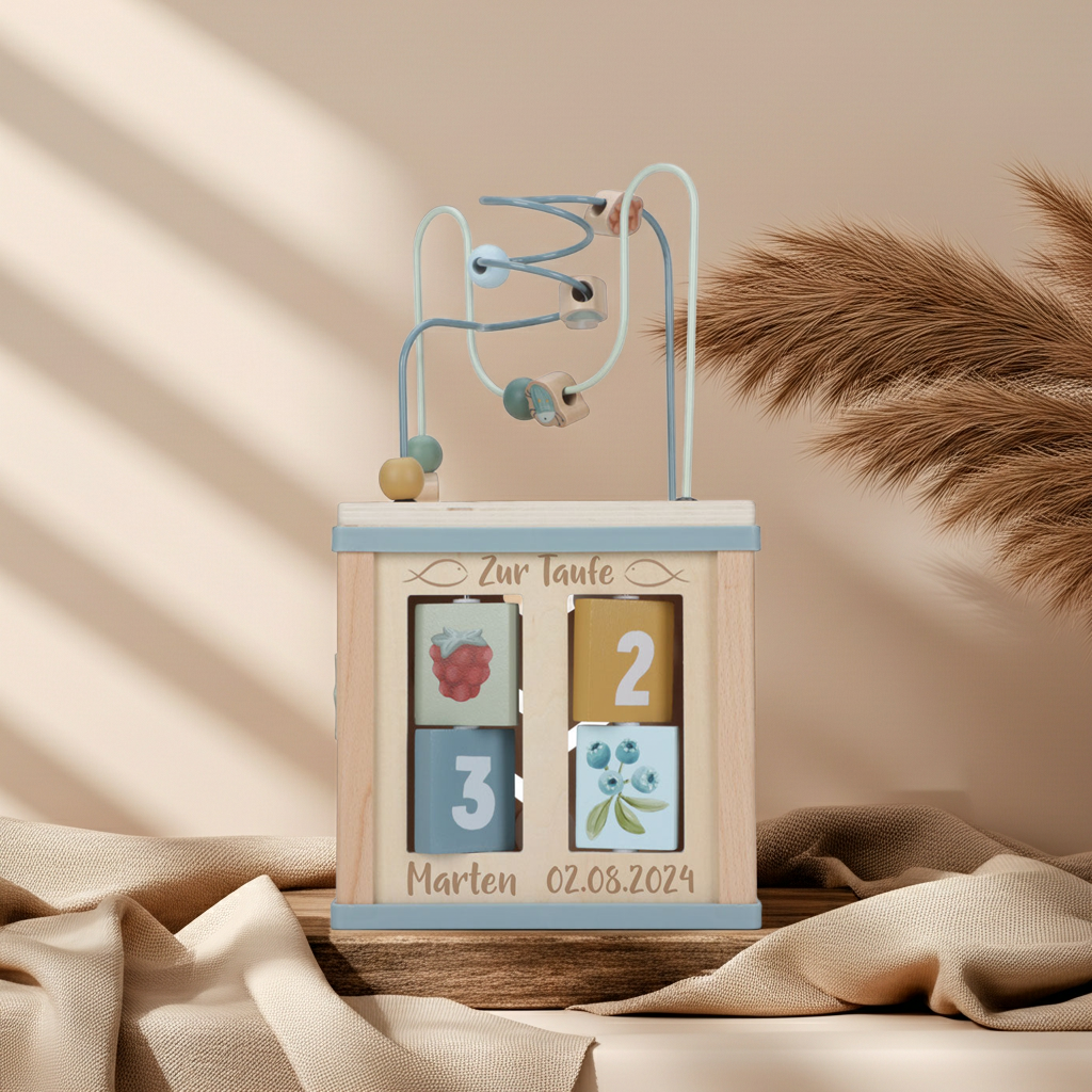 Forest Friends Motor Skills Cube "For Baptism" | Little Dutch