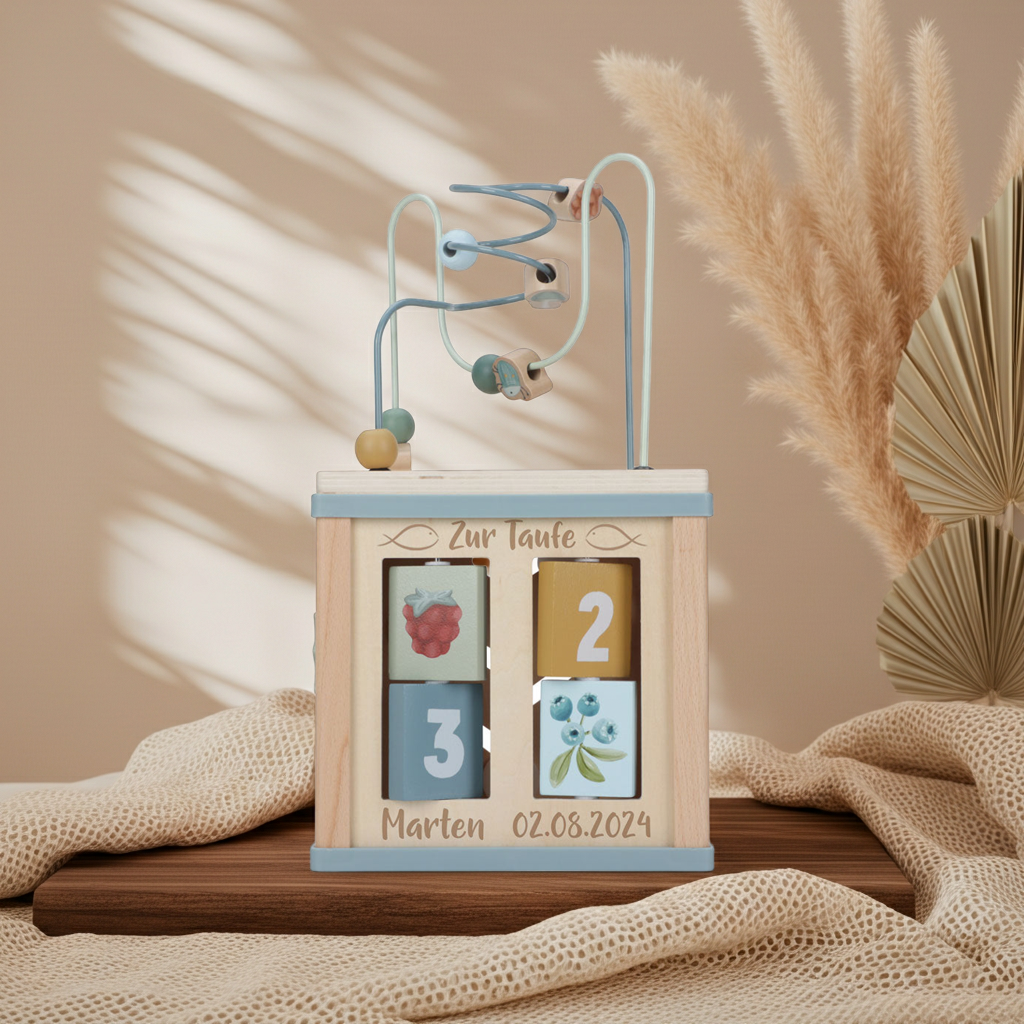 Forest Friends Motor Skills Cube "For Baptism" | Little Dutch