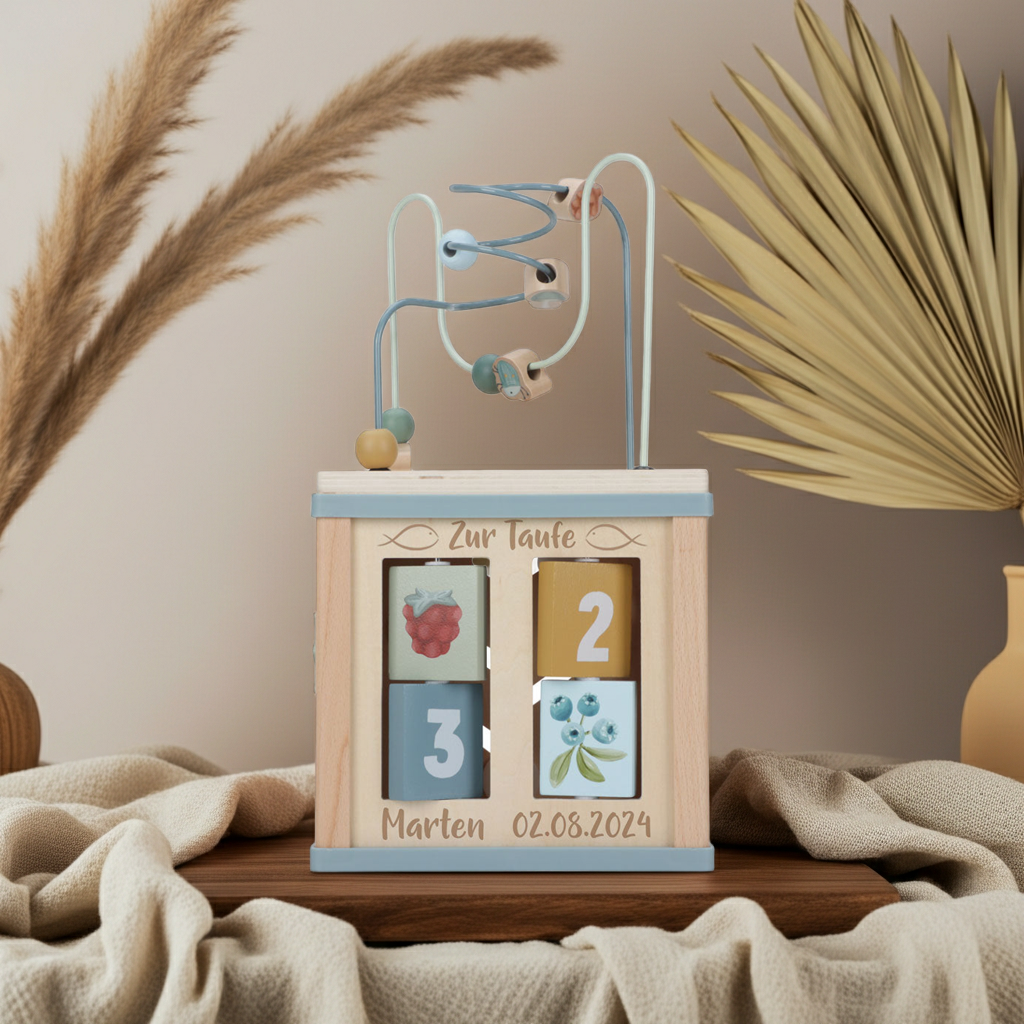 Forest Friends Motor Skills Cube "For Baptism" | Little Dutch