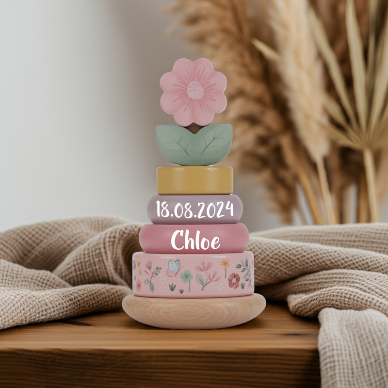 Holz-Stapelturm Fairy Garden "Zur Geburt"