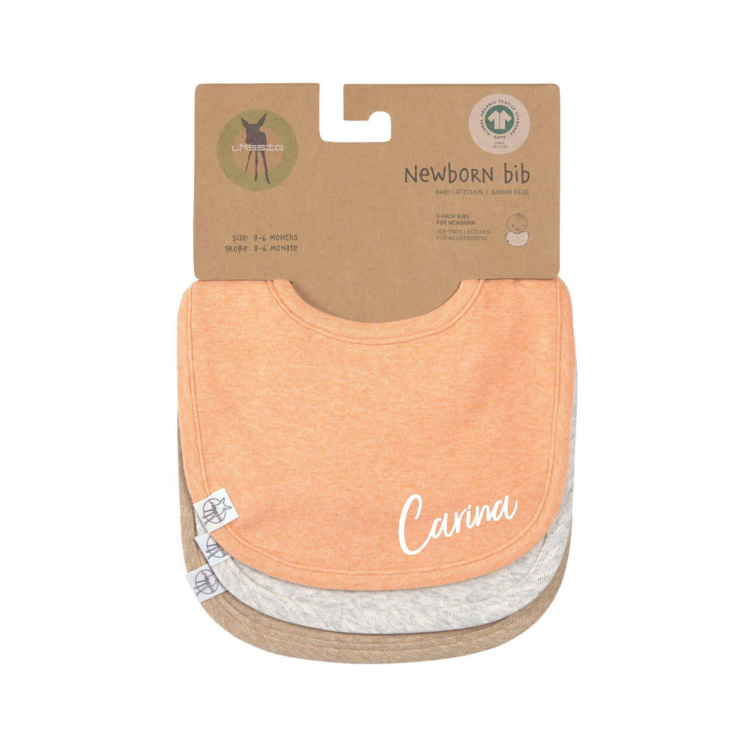 Lätzchen 3er Set, Apricot Hellgrau Beige, Baumwolle | Lässig