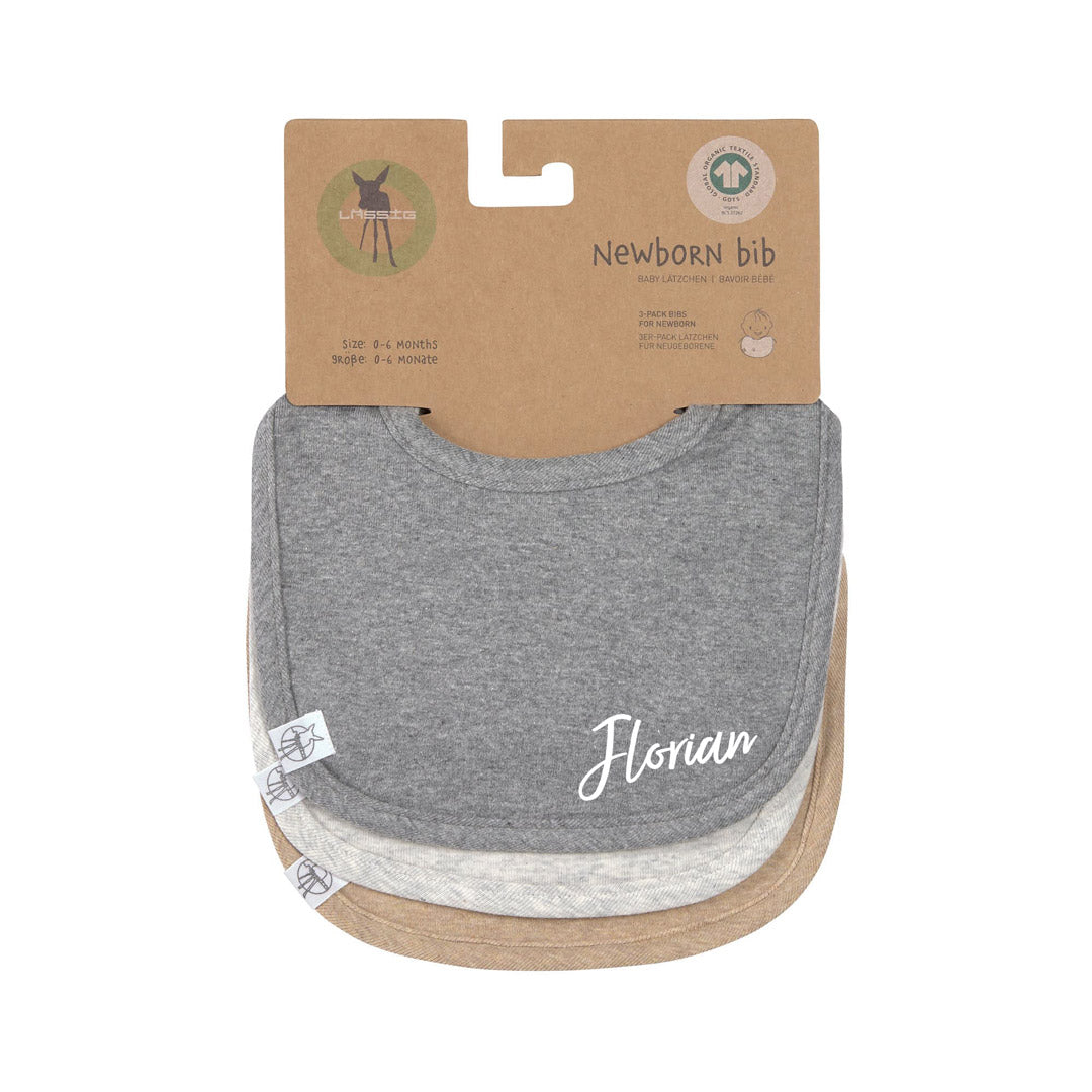 Slabbetjes set van 3, donkergrijs, lichtgrijs, beige, katoen | Lees meer