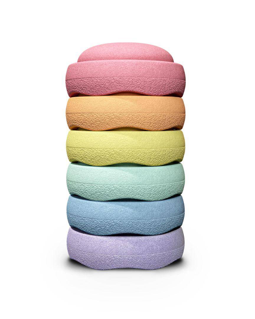 Stapelstein Originele set van 6 regenboogpastel | Stapelstein
