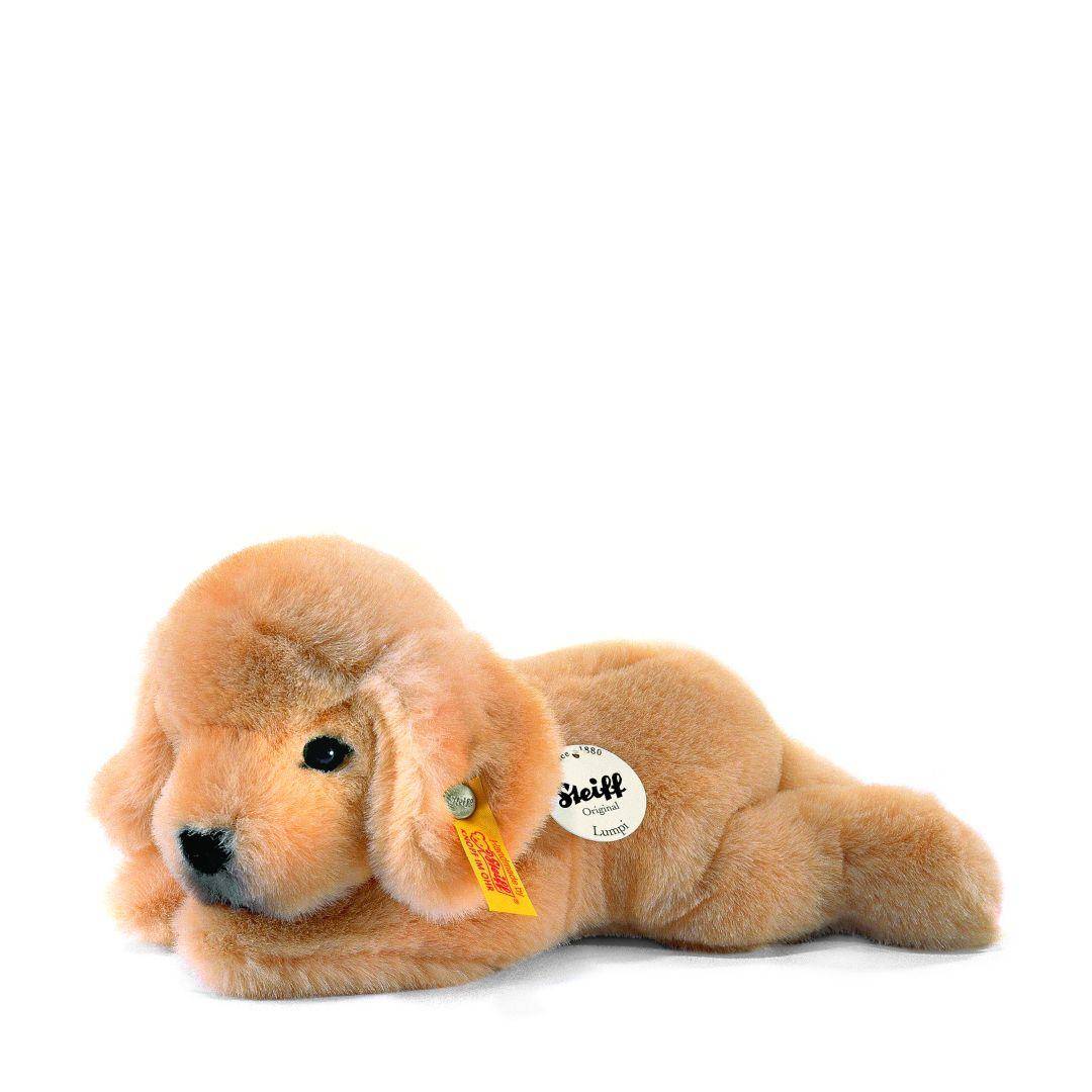 Soft toy Golden Retriever puppy Lumpi 22cm lying down, beige | Steiff