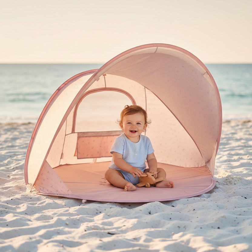 strand pop up tent Strandmuschel Baby pink – UV Schutz Pop Up Strandzelt