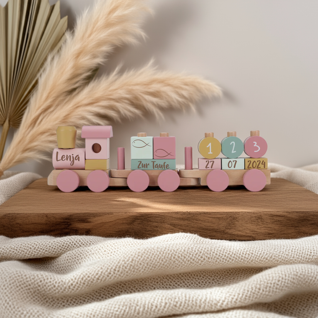 Personalsierter Holz-Zug Fairy Garden - Geschenk zur Taufe