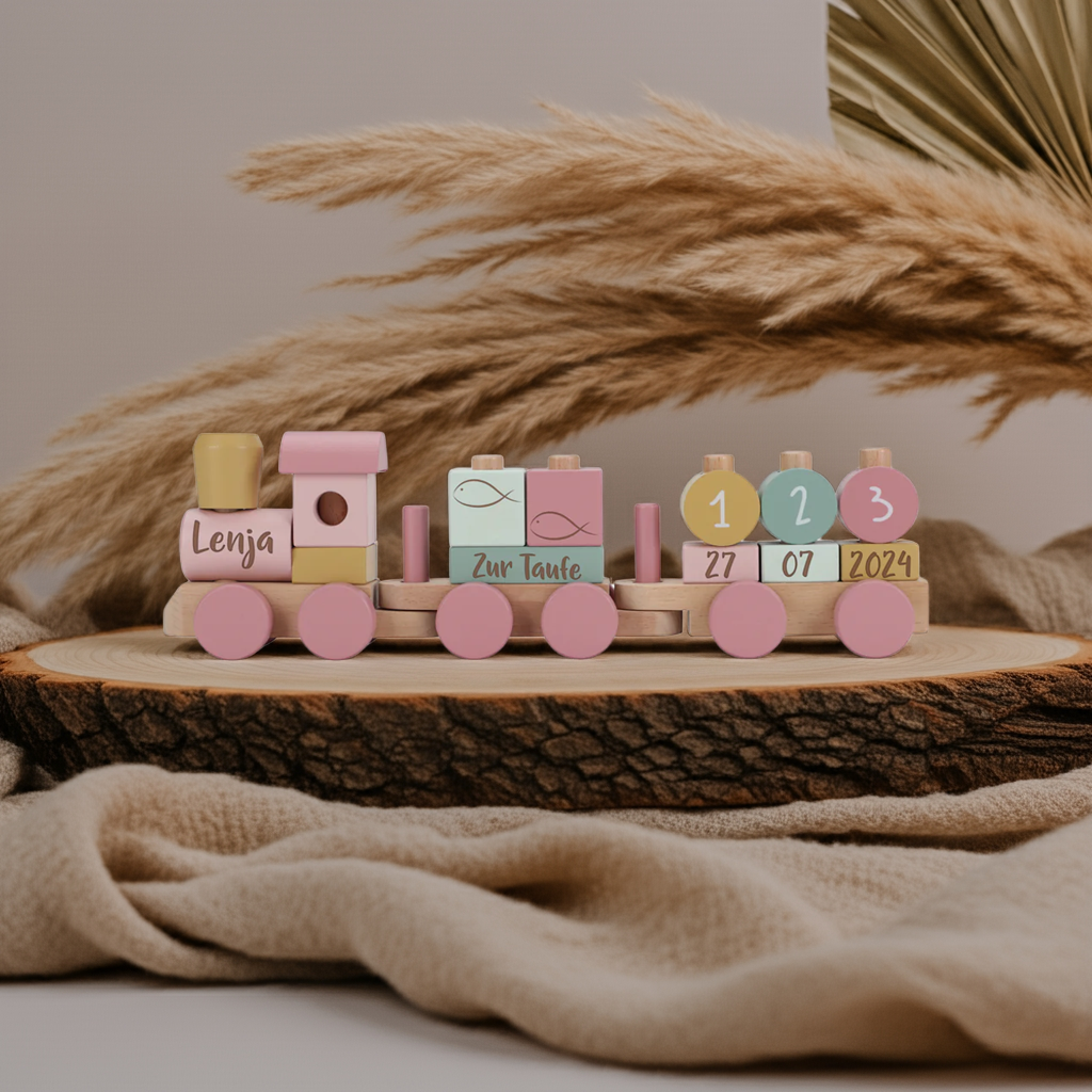 Personalsierter Holz-Zug Fairy Garden - Geschenk zur Taufe