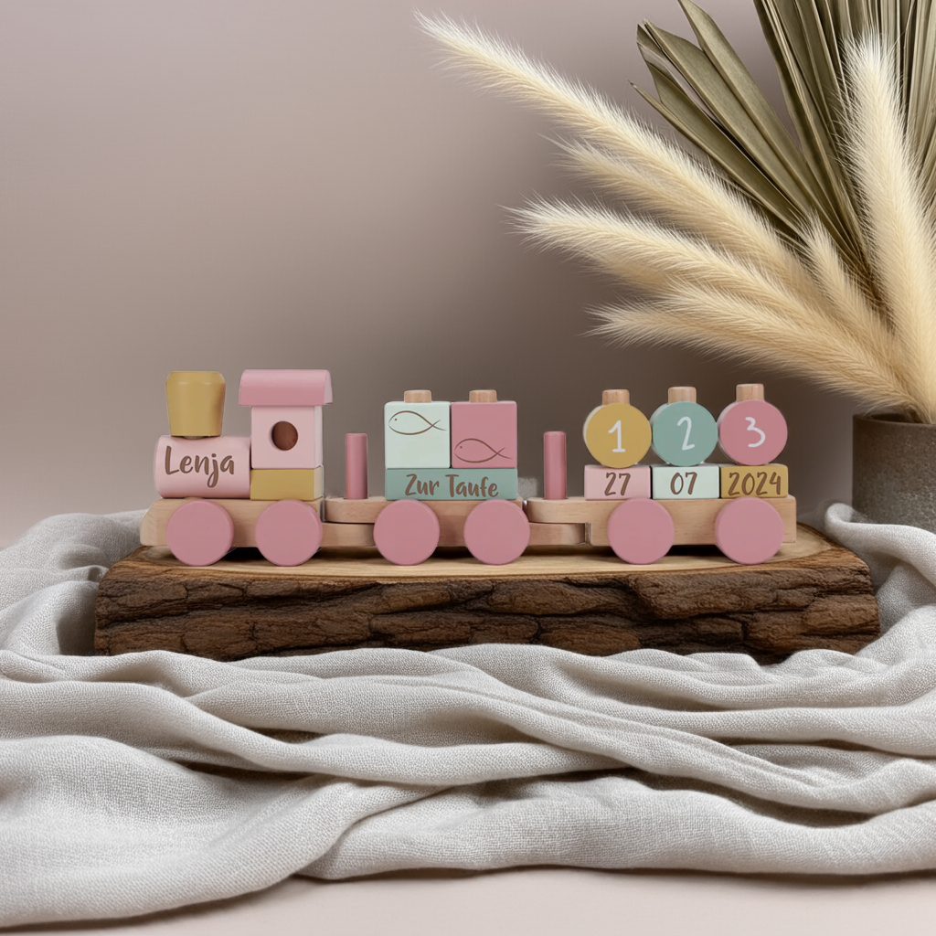 Personalsierter Holz-Zug Fairy Garden - Geschenk zur Taufe