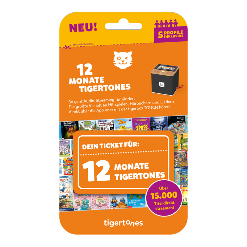 12 Monate Family (bis 5 Geräte) Tigertones Tigerticket Tigerbox Touch plus und Mini | Tigermedia