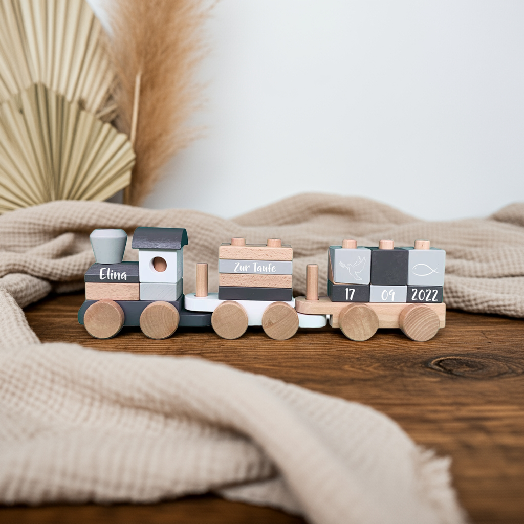 Holz-Zug Exclusive Edition - Zur Taufe - Bedruckt | Little Dutch