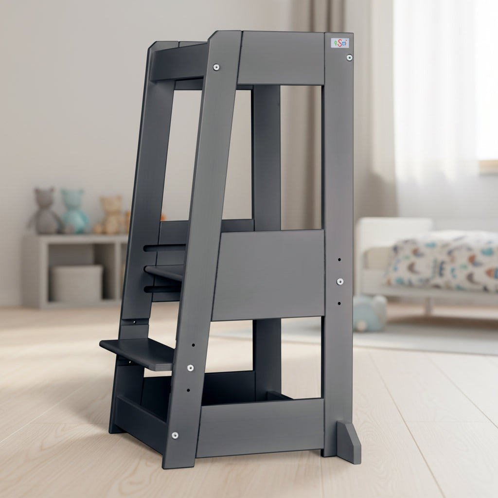 Learning tower Felix - Learning Tower Wood Natural Gray | Tissi® by Schmatzepuffer® "personalized"