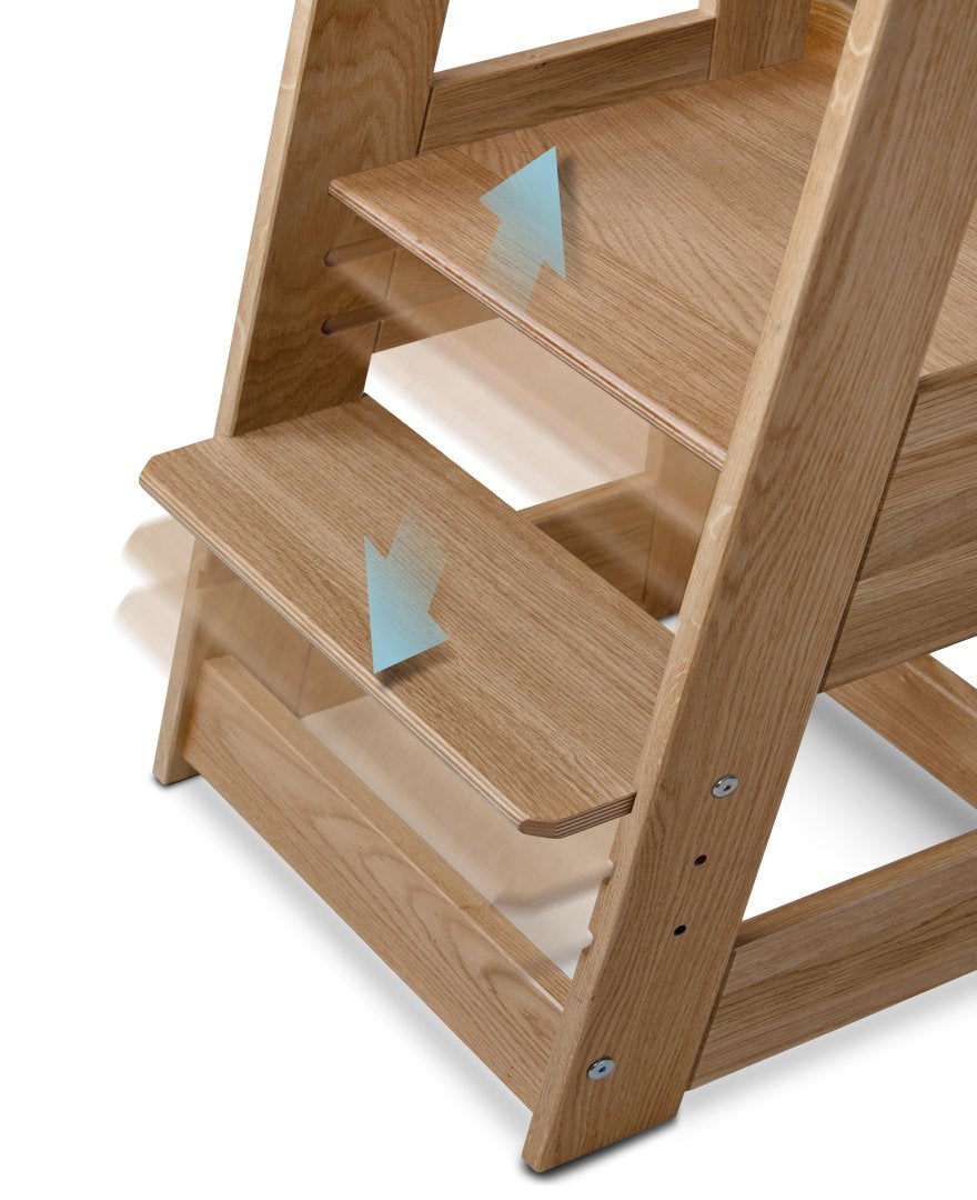 Lernturm Felix - Learning tower gratis Personalisierung - Holz Eiche | tiSsi® by Schmatzepuffer®