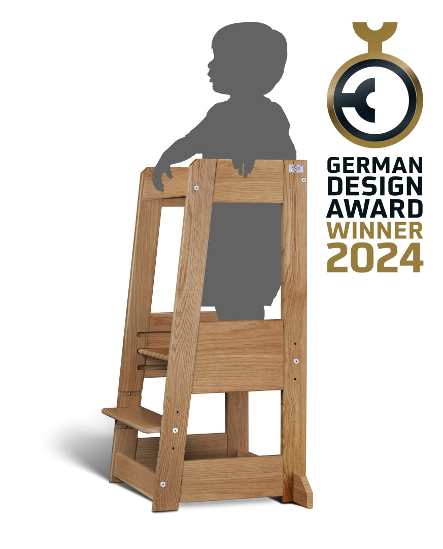 Lernturm Felix - Learning tower gratis Personalisierung - Holz Eiche | tiSsi® by Schmatzepuffer®