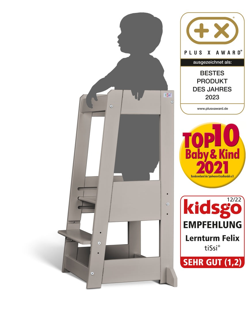Lernturm Felix - Learning tower - stormy grey | tiSsi® by Schmatzepuffer®