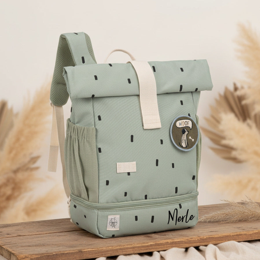 Mini Rolltop Rucksack Happy Prints Light Olive | Lässig