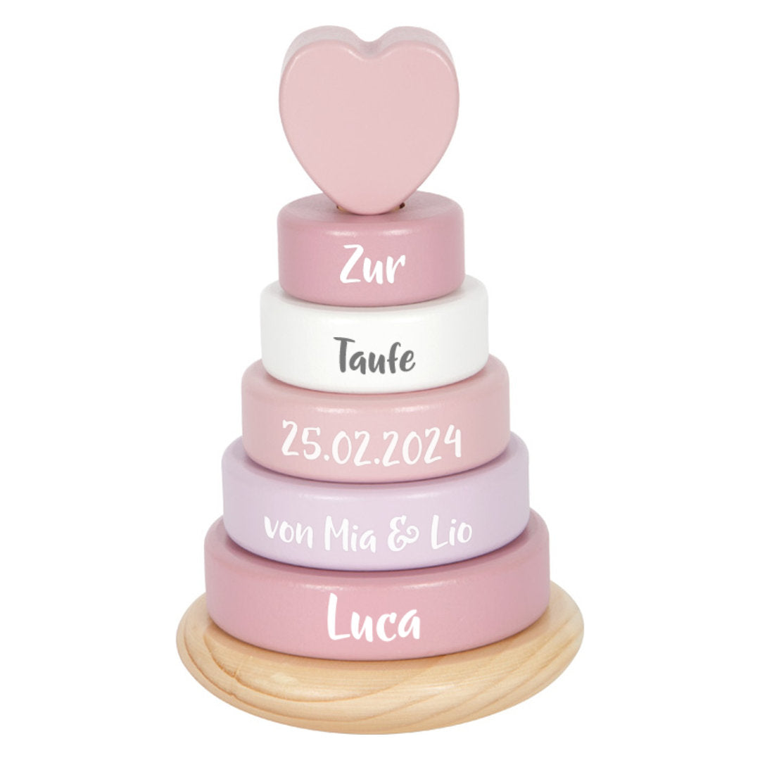 Personalisierter Stapelturm rosa - Zur Taufe | small foot by Schmatzepuffer