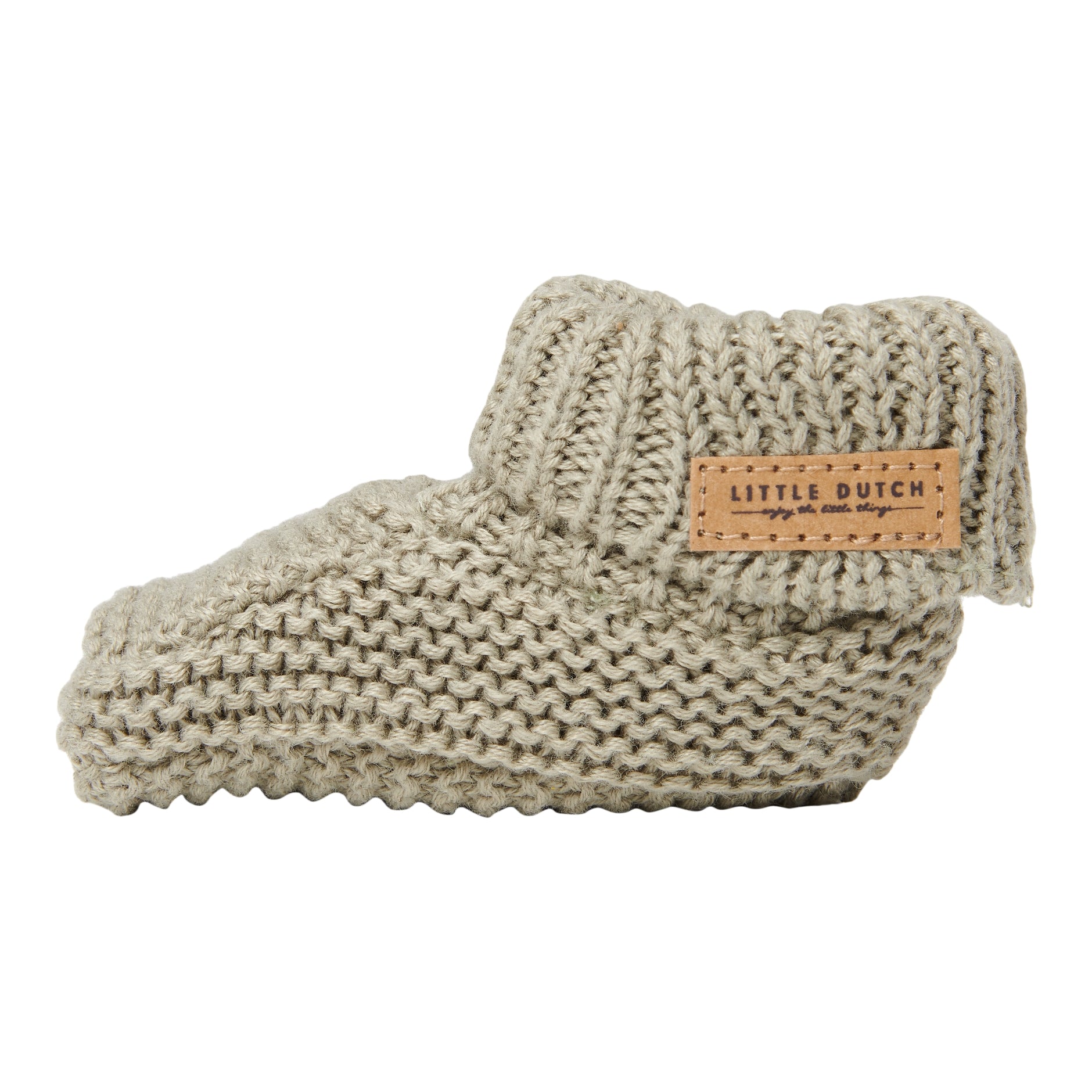 Strick Schuhe Baby olive 2 | Little Dutch