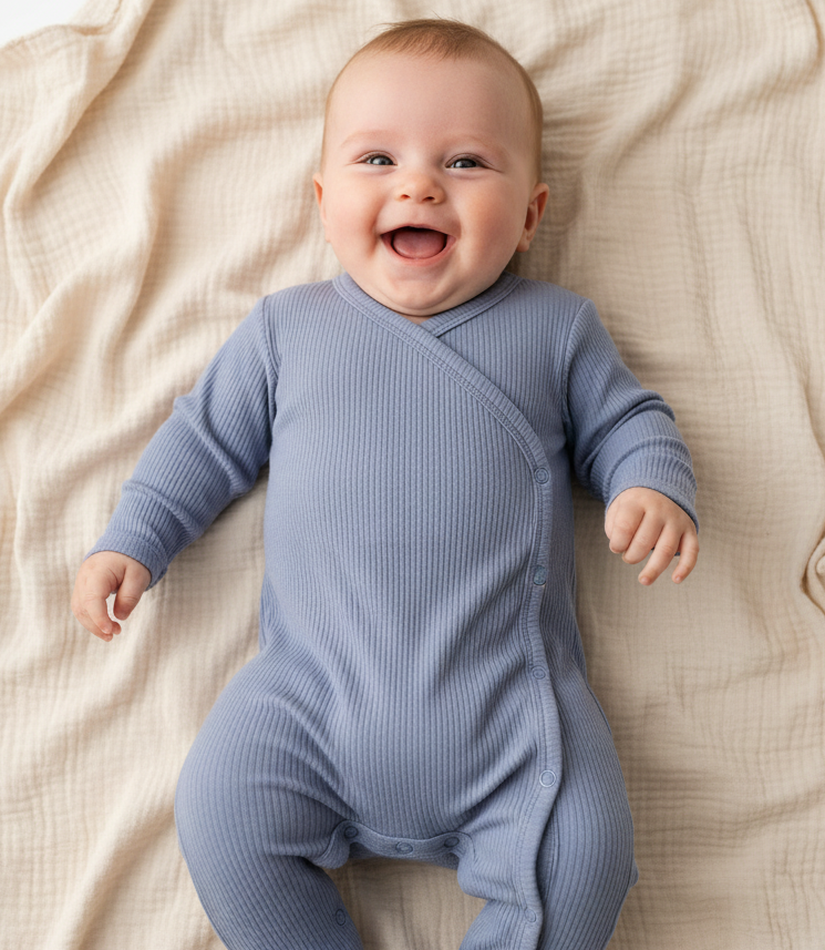 Langarm-Wickelstrampler Sailors Bay Blue | Little Dutch