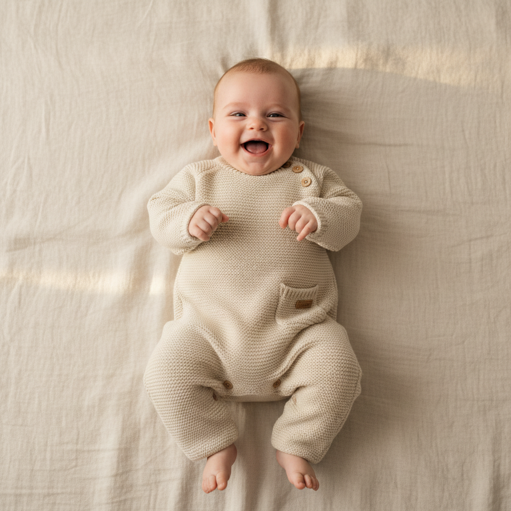 Strick-Strampler Little Goose Sand | Little Dutch