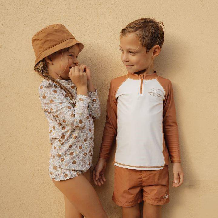 Reversible sun hat - orange / white | Little Dutch