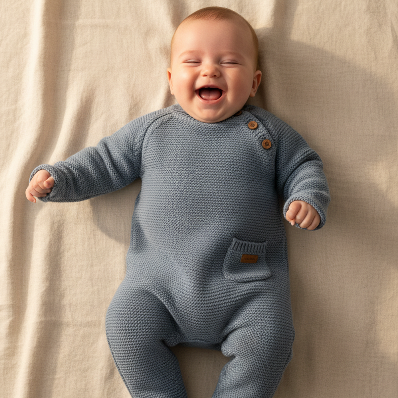 Strick-Strampler Sailors Bay Blue | Little Dutch