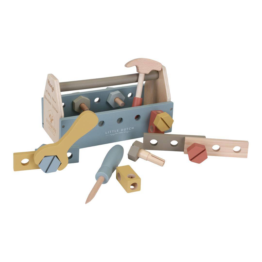 Werkzeugkasten Holz, blau | Little Dutch