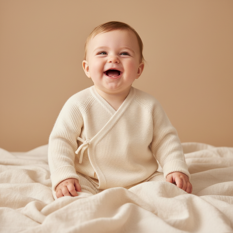 Wickelstrickjacke Essential Pure Soft White | Little Dutch